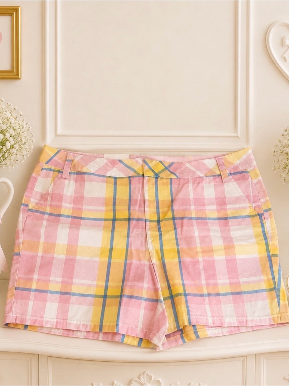 NWT Marc New York Andrew Marc Womens Plaid Cotton Shorts Size 10